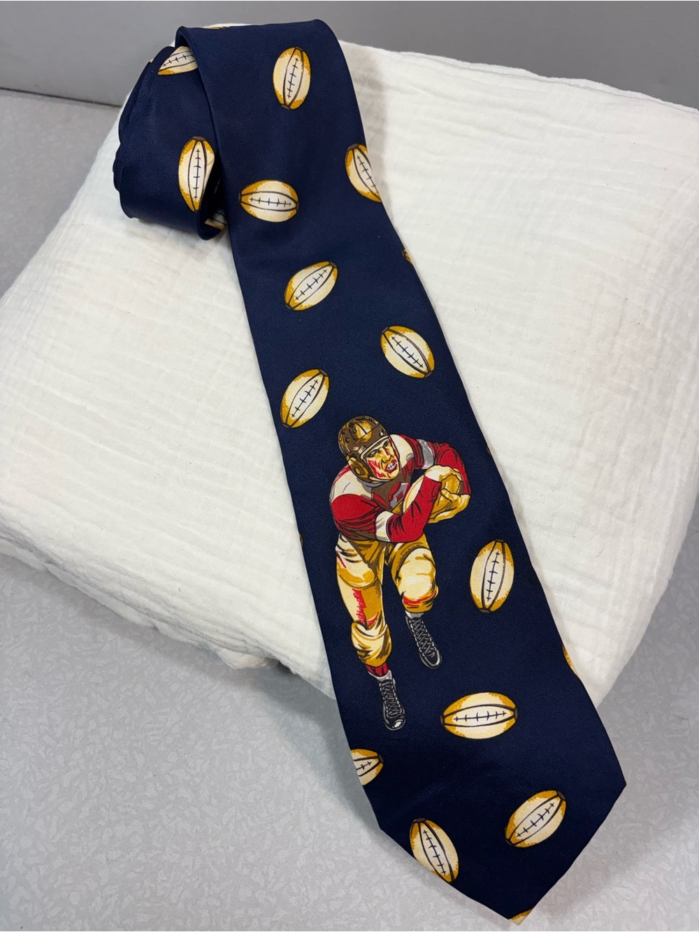 Joe Boxer Black Tie with Yellow Old Football Motif